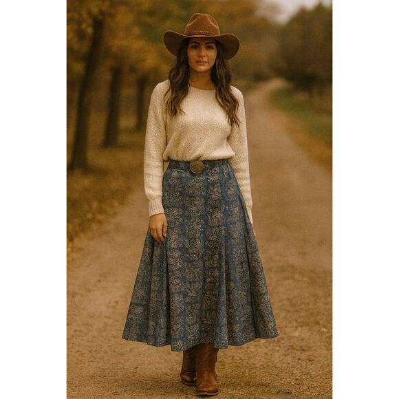 Peruvian Connection Maxi 100% Pima Cotton Skirt 18 Hippie Boho Peasant Prairie - Picture 1 of 9
